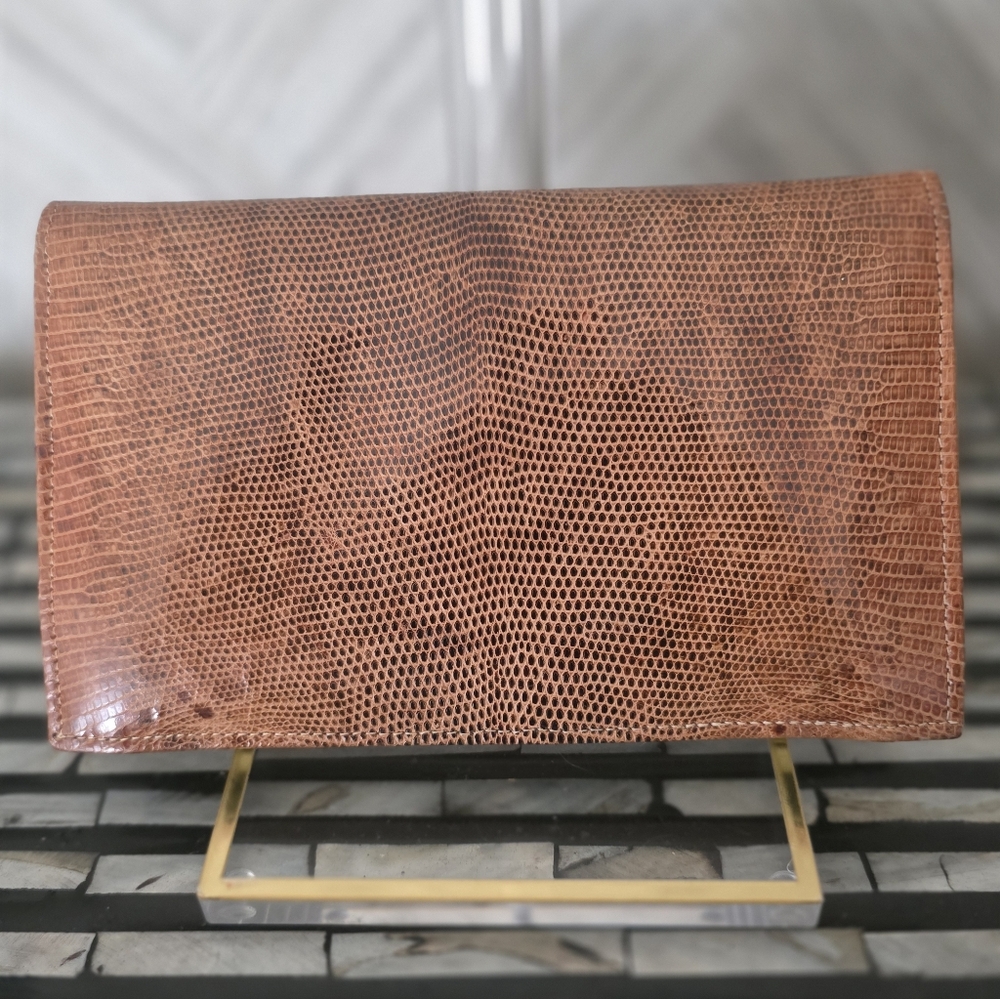 Vintage Snakeskin Bi-Fold Wallet – Honey Brown